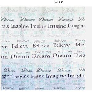 Inspirational Imagine Dream Believe Fabric Shower Curtain, Teal Green White, New